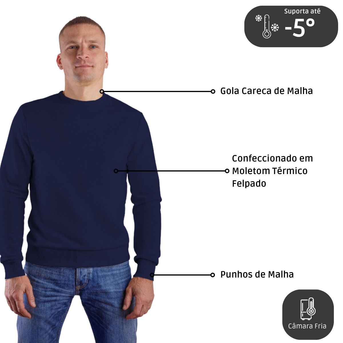 Blusa de Segurança Moletom Térmico Felpado Azul - Maicol - Imagem 3