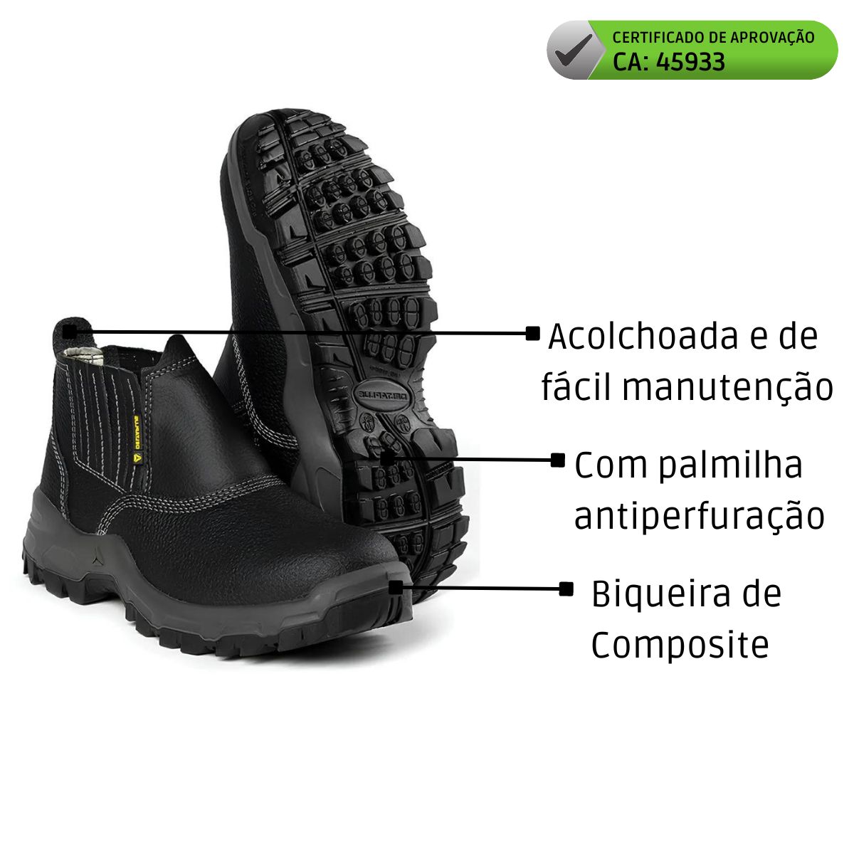 Botina de Segurança em Vaqueta C/ Bico de Composite e Palmilha Antiperfuração Santos SBP SRA - Delta Plus - Imagem 4