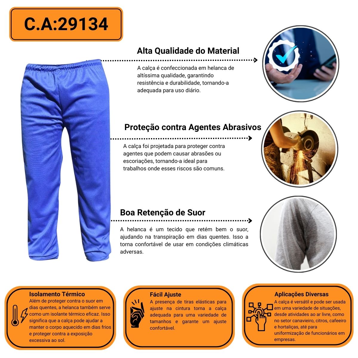 Calça em Tecido de Helanca - Teknoluvas - Imagem 2