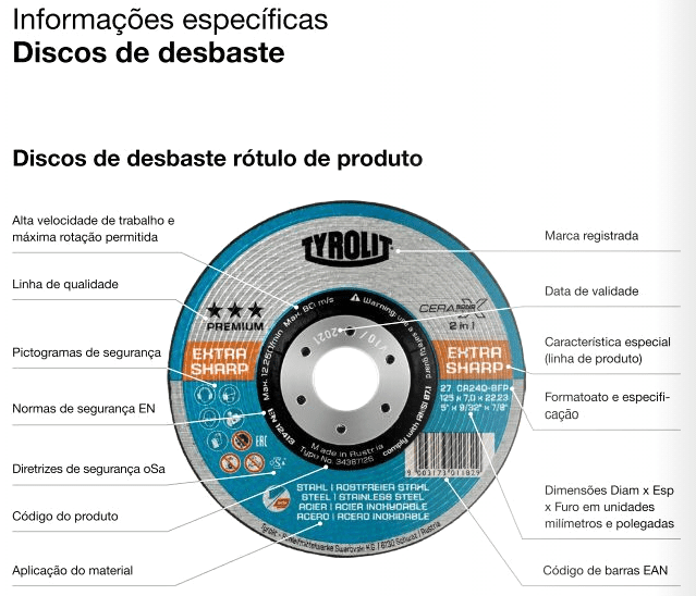 Disco de Desbaste Standard para Aço 7" - Tyrolit - Imagem 2