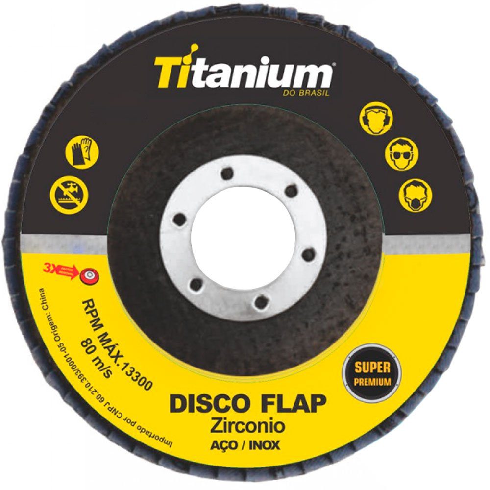 Disco Flap Zircônio Aço / Inox 4 1/2" Grão 60 - Titanium
