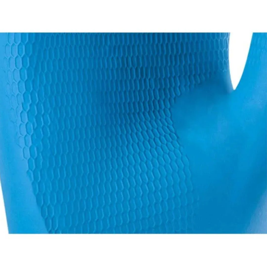 Luva Antialérgica de Látex Azul Com Forro em Verniz Silver - Super Safety - Imagem 2
