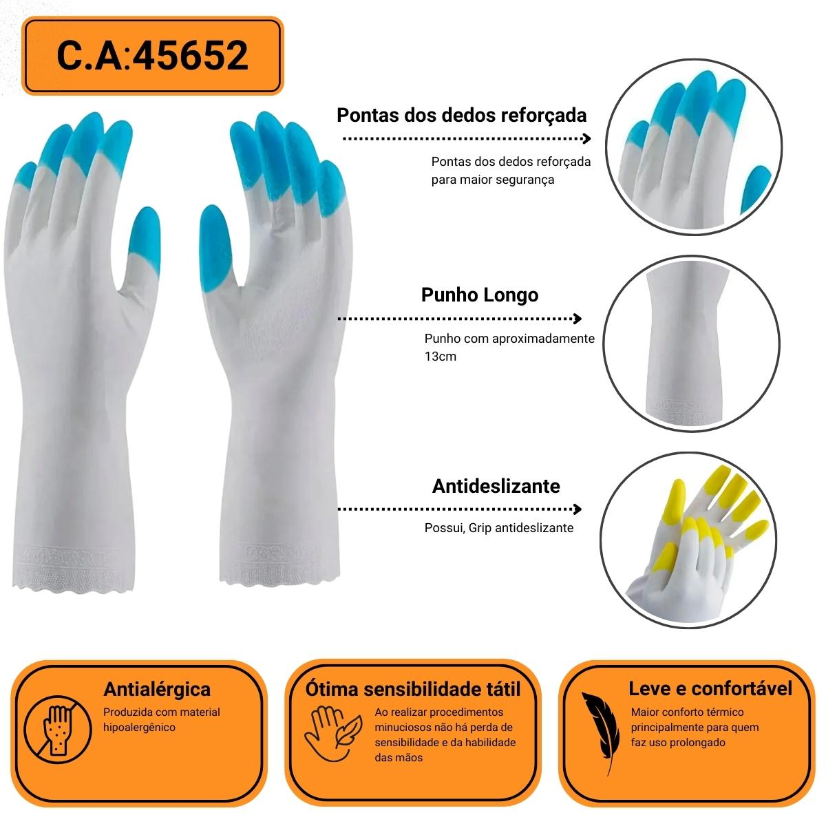 Luva de Látex Antialérgica HouseHold Silk Touch Super Safety - Imagem 2