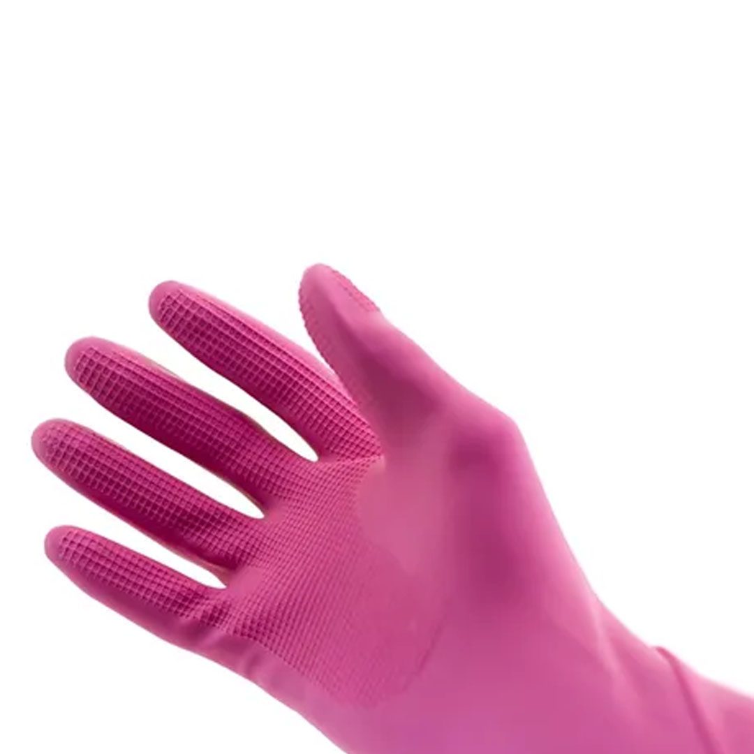 Luva de Látex longa Ranhurada Rosa - Volk - Imagem 2