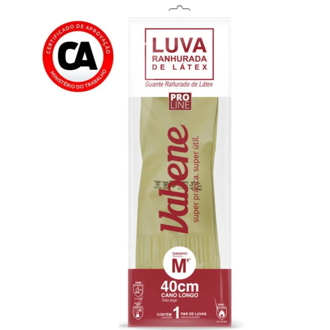 Luva Látex Multiuso Ranhurada Cano Longo Vabene - Imagem 4