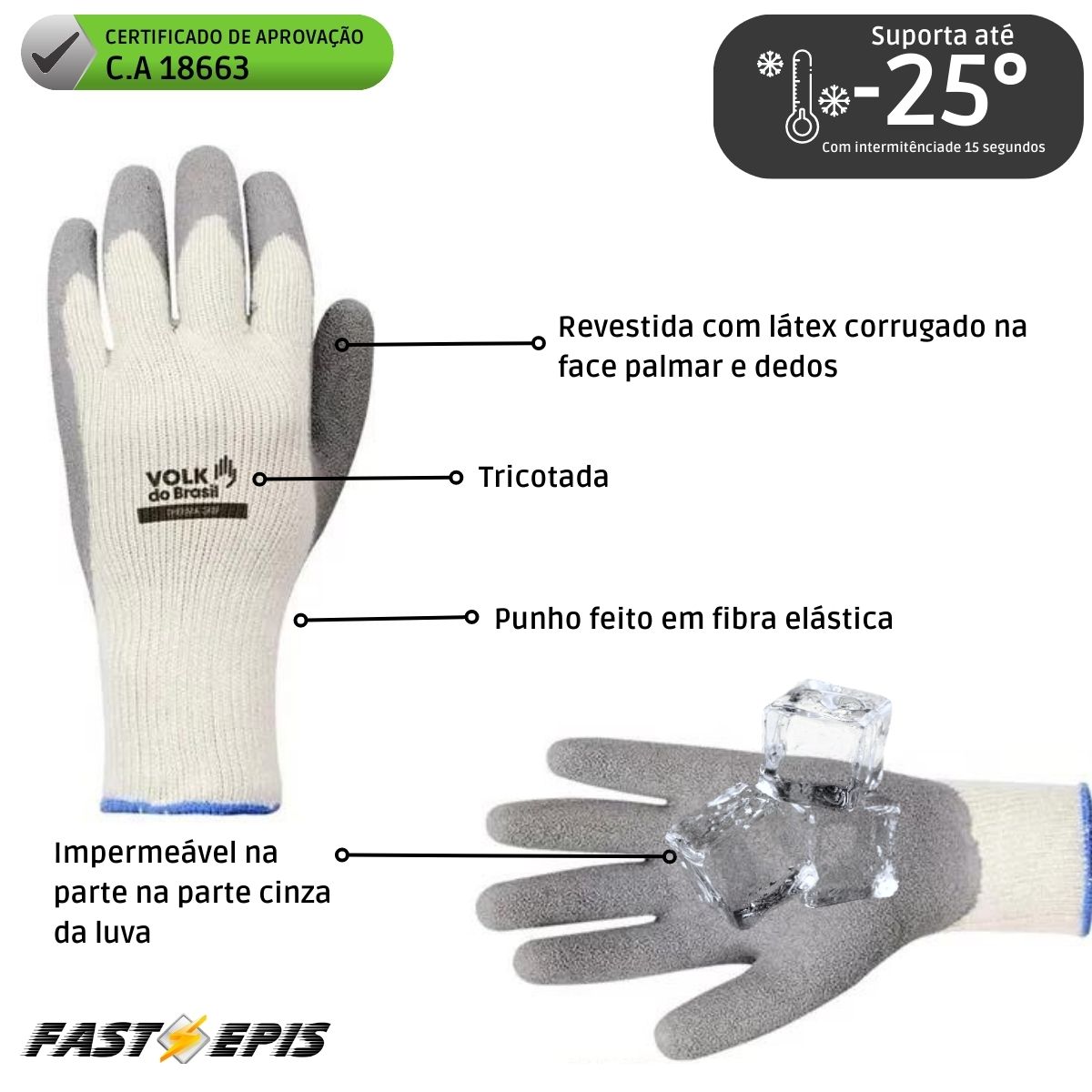 Luva para Baixa Temperatura Antiderrapante Therma Grip - Imagem 4