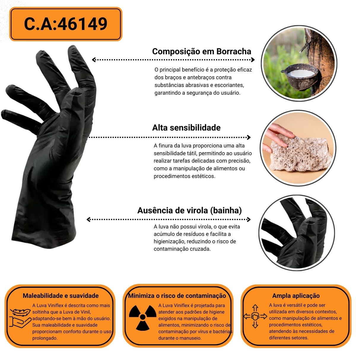 Luva Viniflex Caixa c/100 Unidades Preta - Vabene - Imagem 2