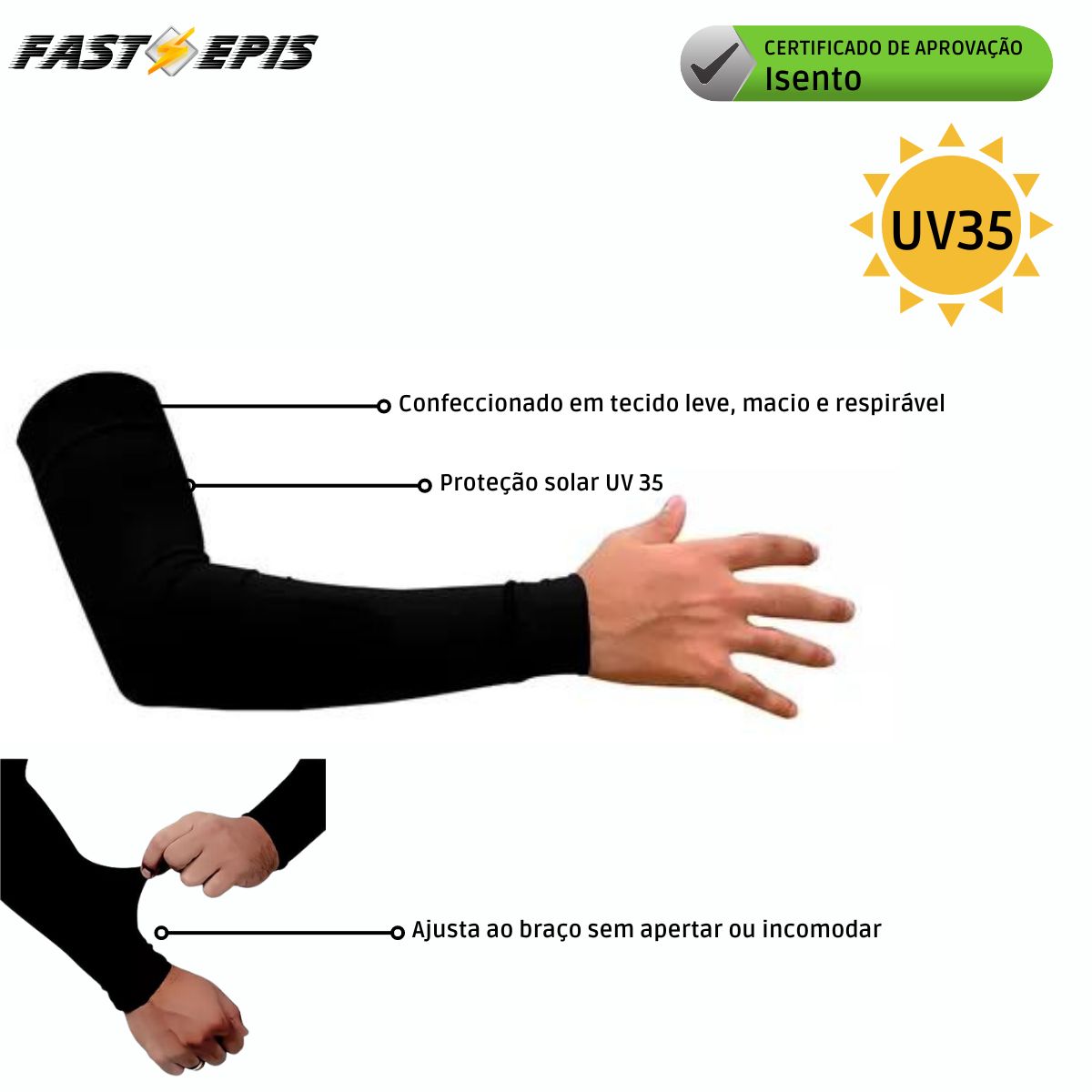 Manguito de Proteção UV 50 em Poliéster e Elastano - Maicol - Imagem 4