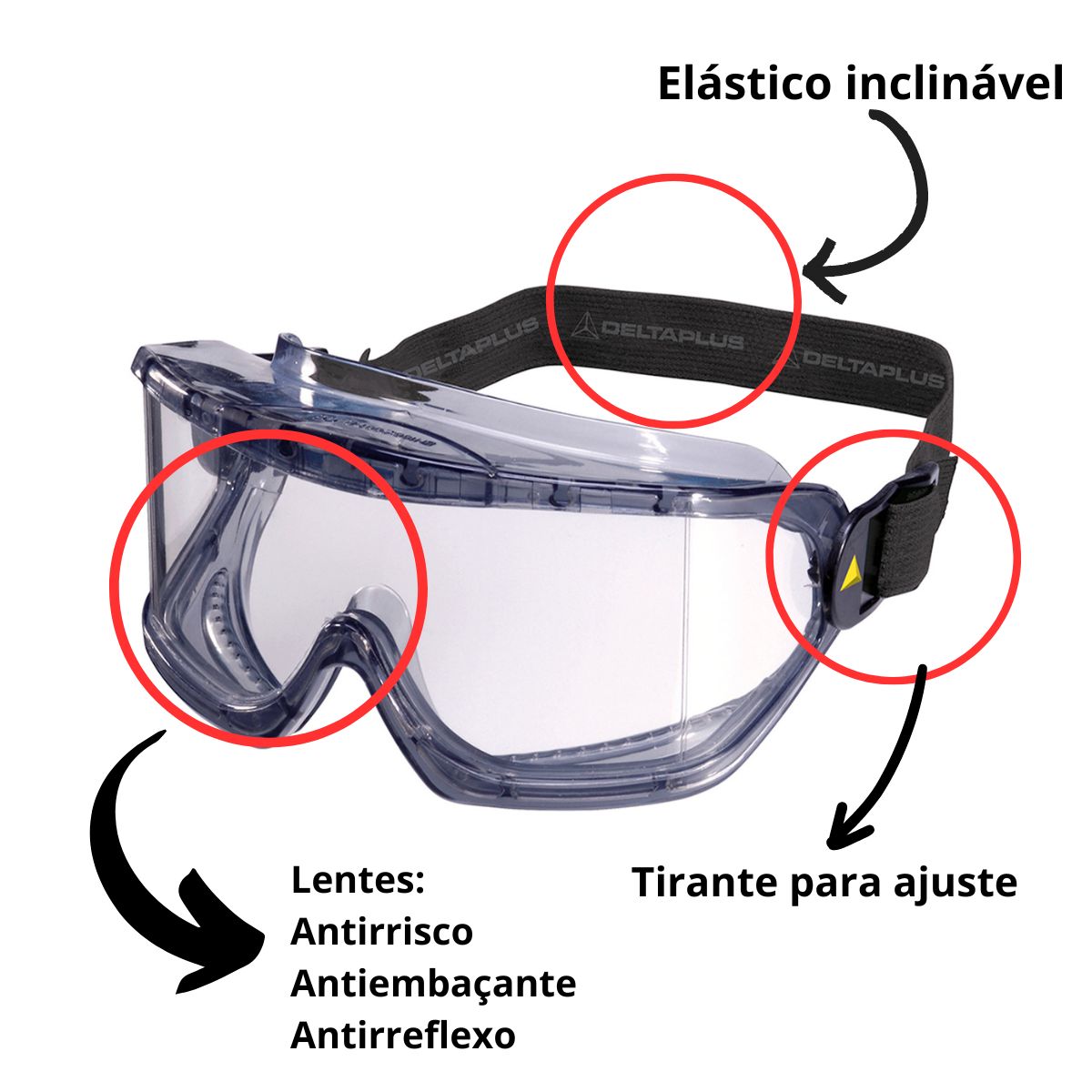 Óculos Ampla Visão Incolor Antirrisco Antiembaçante e Antirreflexo Galeras Clear - Delta Plus - Imagem 2