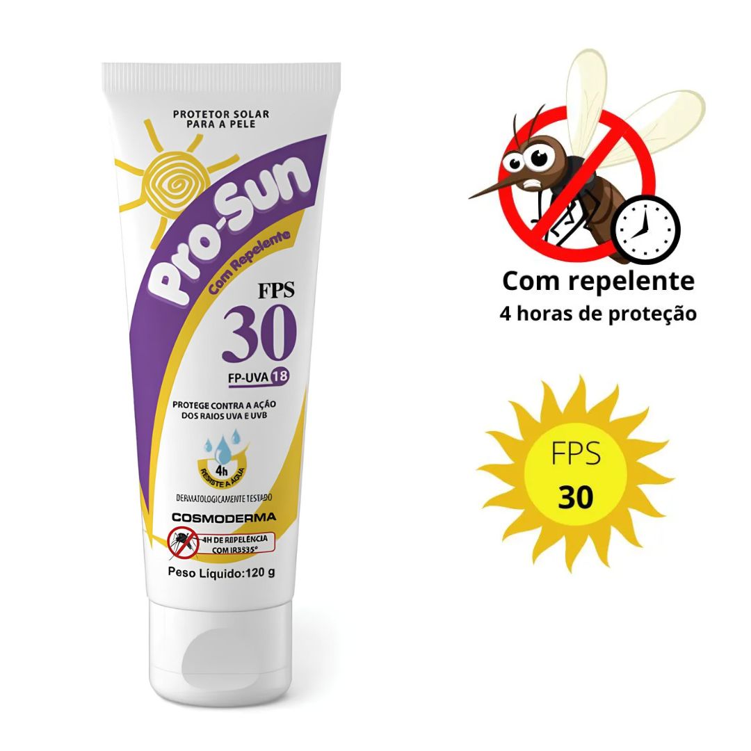Protetor Solar FPS 30 com Repelente ProSun - Cosmoderma 120g - Imagem 2