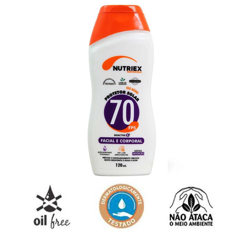 Protetor Solar facial e corporal FPS 70 120ml Nutriex Profissional - Imagem 2