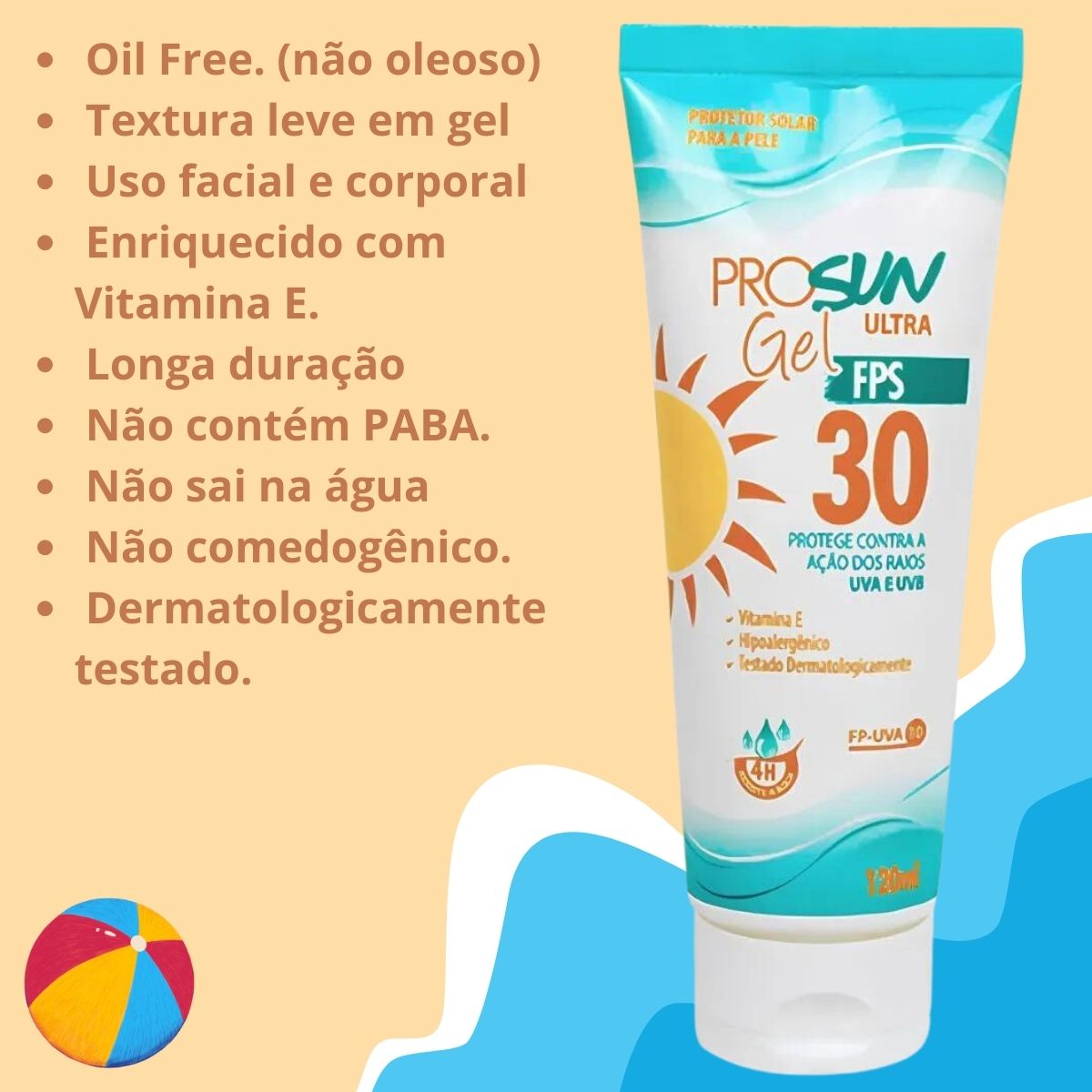 Protetor Solar Gel Ultra ProSun FPS 30 Invisivel- Cosmoderma 120g - Imagem 2