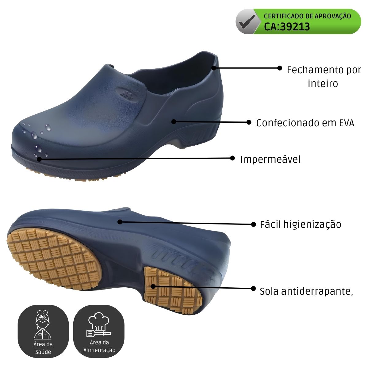 Sapato de Segurança Ocupacional Antiderrapante Azul Marinho Flex Clean - Marluvas - Imagem 4