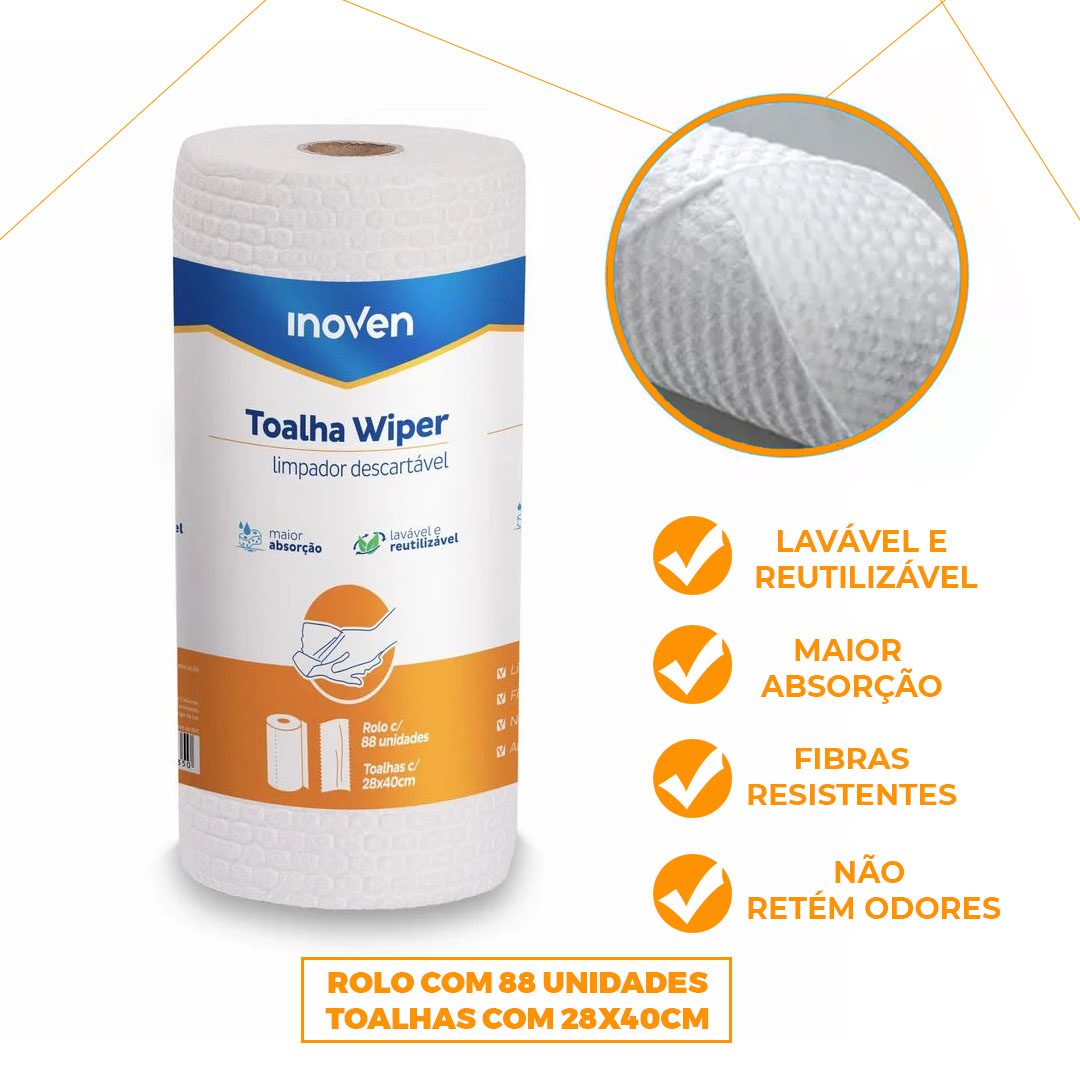 Toalha Multiuso Wiper Branco com 88 Unidades 28x40cm - Inoven - Imagem 2
