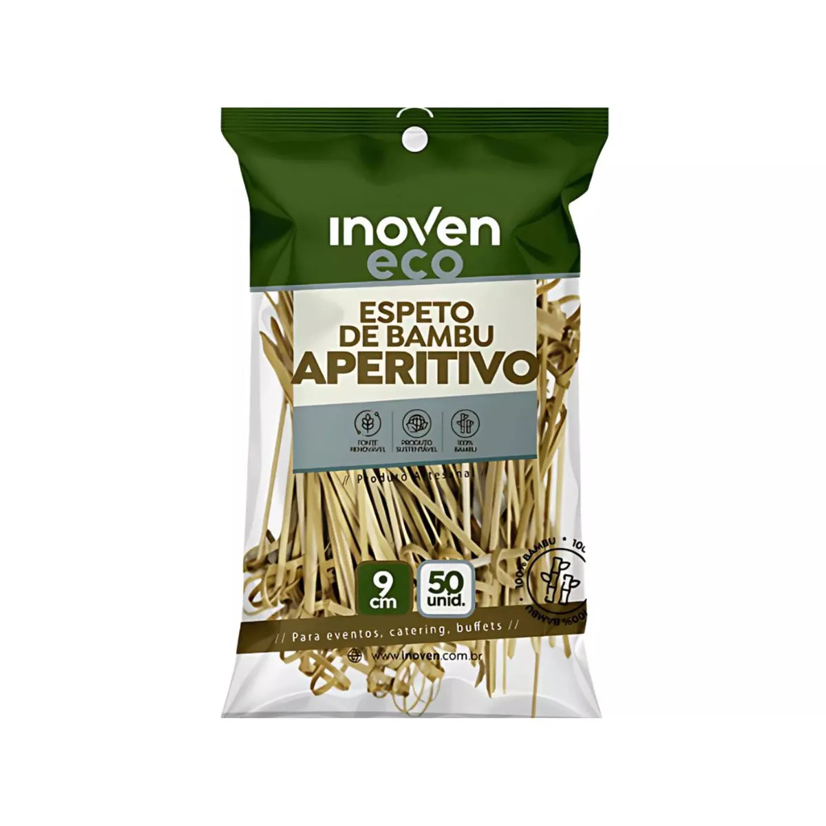 Espetos de Bambu Aperitivo 50 unidades 9 cm Inoven