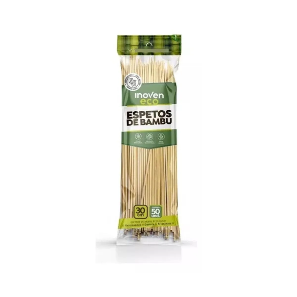 Palitos Espetos de Bambu 50 unidades 30 cm Inoven